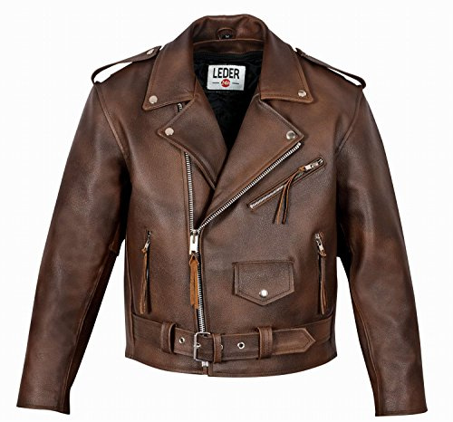 LEDER24H Echte Lederjacke Herren Motorradjacke Biker Jacke Motorradbekleidung Winter Sommer Kleidung Modell: 2010