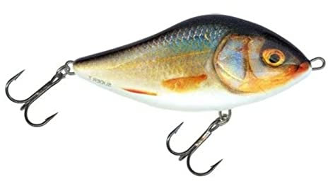 Salmo Slider Jerkbait Wobbler, Salmo Farben:Real Roach, Länge/Gewicht/Laufverhalten/Tauchtiefe:10cm / 36g / schwimmend / 1.0-1.0m