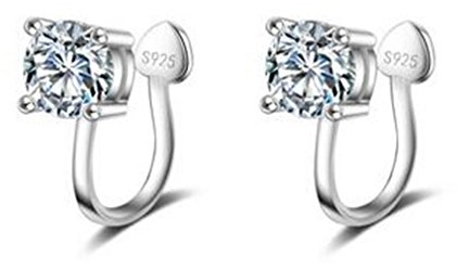 chenyesun Ohrclips ohne ohrlöcher Damen Mädchen 925er Sterling Silber Hypoallergen einfache Gliter Zirkonia Ohrklemme