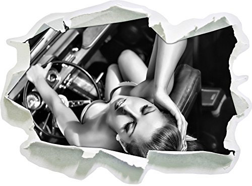 Monocrome, Rockabilly, Retro Style Papier im 3D-Look, Wand- oder Türaufkleber Format: 92x62cm, Wandsticker, Wandtattoo, Wanddekoration