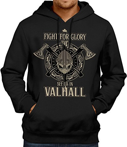 LOBO NEGRO Original Kapuzen-Pullover für den Wikinger Nordmann Fan: Fight for Glory-XL