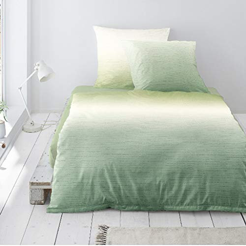 Irisette Biber Bettwäsche 2 teilig Bettbezug 155 x 220 cm Kopfkissenbezug 80 x 80 cm Davos 202767-30 Moos