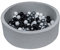 Velinda Piscine a balles pour Enfant, Aire de Jeu + 150 balles (Couleurs des balles: Noir, Blanc, Argent)