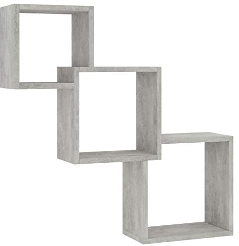 vidaXL Mensole a Muro Cubiche Eleganti Moderne Robuste ad Incastro Mobili Pensili Quadrati Espositori Cubo Grigio Cemento in Truciolato