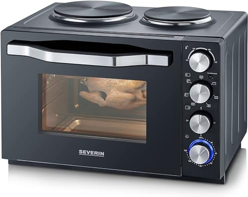 SEVERIN Back- und Toastofen mit Kochplatten, 2500 W, schwarz, TO 2065