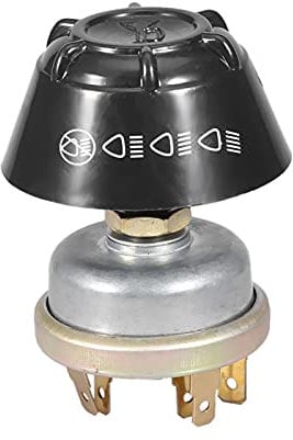 Qiilu Commutateur Tracteur, 12V étanche lumière/commutateur de klaxon bouton-poussoir en métal pour tracteur Massey Ferguson (argent + noir)