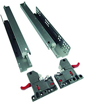 AZERODESIGN -Rieles para Cajones 550 mm -Extracción Total con Freno -Sistema de Cierre Silencioso -3 Sistemas de Regulación -Ideal para Tablero 16 y 19 mm - 50 kg de Resistencia