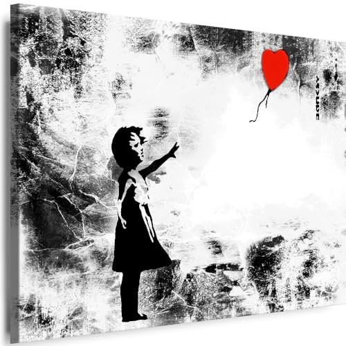 Myartstyle - Bilder Banksy Mädchen mit Ballon Art 100 x 70 cm Leinwandbilder Xxl - 1 Teilige Wandbilder Kunstdrucke w-a-2040-34