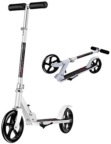 WRRAC-Trampolin Kids/Adult Scooter Anfänger Micro Kickboard mit festem Lenker Scooter Doppelaufhängungssystem Smooth Ride Quick-Release Folding System Support 330 lbs (Weiß)