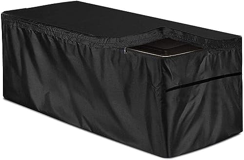 Garten Kissentruhe Allzwecktruhe Kissenbox Abdeckung Auflagenbox Schutzhülle Gartenbox Abdeckplane Gartentruhe Schutzplane Abdeckhaube 100 Wasserdicht UV- Sowie Witterungsbeständigg, 130 x 60 x 71cm…