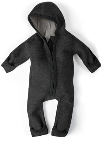 Ehrenkind® WALKOVERALL | Baby Wollwalk-Overalls aus Merino Schurwolle mit Reißverschluss | Walk Wolle Woll-Anzug für Kleinkind und Baby | Anthrazit Gr. 86-92