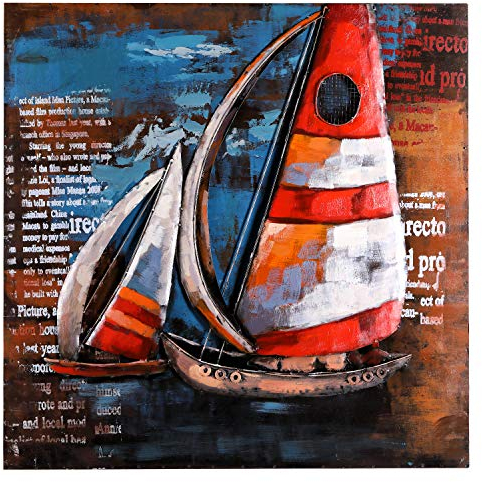 Wandbild Metallbild Regatta 3D Bild Segelboot Segler Metall Motiv Relief handgefertigt Unikat ca. 80x80 cm