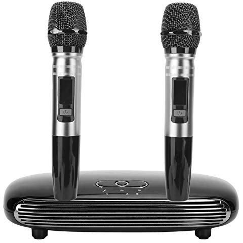 K8 Wireless Portable Karaoke Machine System, mit 2-teiligem Bluetooth-USB-Soundkartenmikrofon, Bluetooth 5.0, Glasfasereingang, USB-Soundkarte, 3,5-Audioeingang, HDMI(schwarz)