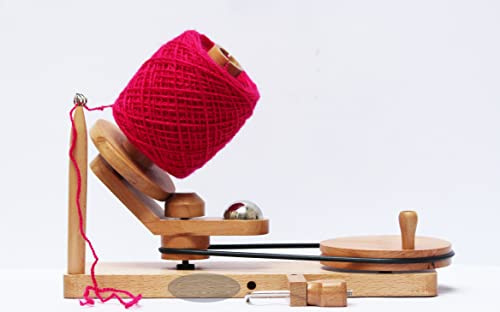 Avvolgitore per gomitoli di legno azionato a mano, di grandi dimensioni, ideale per lavori a maglia e uncinetto