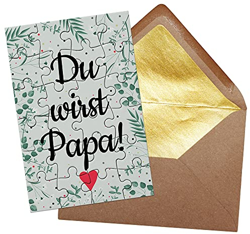 PR Print Royal Foto-Puzzle - Du wirst Papa - inkl. Briefumschlag mit Gold-Inlay - Geschenk für werdenden Papa - Verkündung Geburt & Schwangerschaft - 24 Teile