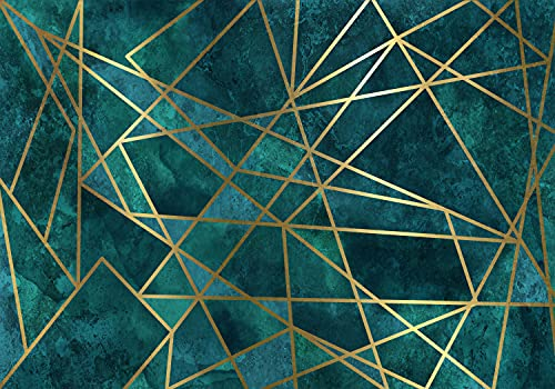 decomonkey Fototapete selbstklebend Geometrisch Modern 392x280 cm Selbstklebende Tapeten Wand Fototapeten Tapete Wandtapete klebend Klebefolie Abstrakt Textur Wanddeko en Türkis Marmor Formen