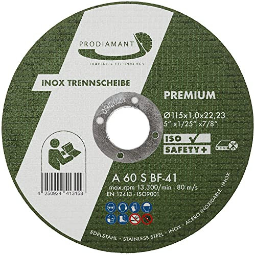 PRODIAMANT Trennscheibe 115mm x 1,0mm 10 Stück Inox Flexscheibe für Metall Stahl und Edelstahl