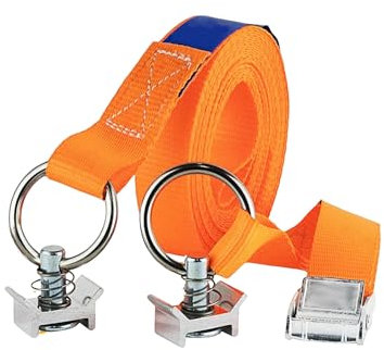 Safetytex Klemmschlossgurt 250kg mit Singlefitting - Spanngurt 5m x 25mm für Airlineschiene - Ratschengurt Zurrschiene 250 dan - Zurrgurt 2-teilig - Sicherer Transport (1 Stück)