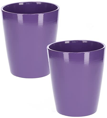 KOTARBAU® 2er Set Keramik Blumentopf Übertopf für Orchideen H 150mm ⌀ 120 mm Violett