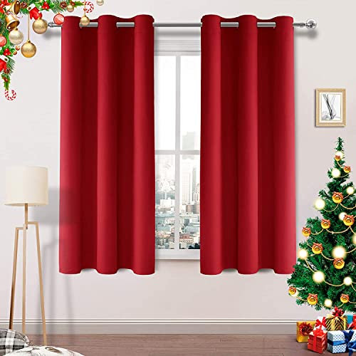 DWCN Blackout Curtains - Bedroom & Living Room Curtains, Eyelet Red, Thermal, 46 x 54 Inch, 2 Panels