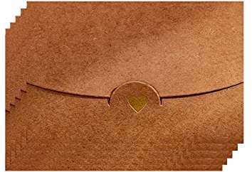 Mini Briefumschläg, 50 Stück Geschenkkarte Umschlag, Mini Umschläge Kraftpapier, mit Herz Verschluss, für Diy GeschenkKarten Weihnachten Valentinstag Geburtstagsfeier Geschenk Card(Kraftpapier)