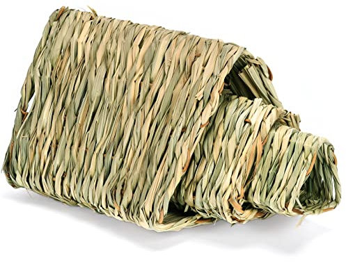 huiba escondite de Hierba de Conejo,Cabañas de Paja Natural Comestible Triangular | Suministros prácticos para Mascotas para Conejos, Conejillos de Indias, jerbos, hámster y Otros Animales pequeños