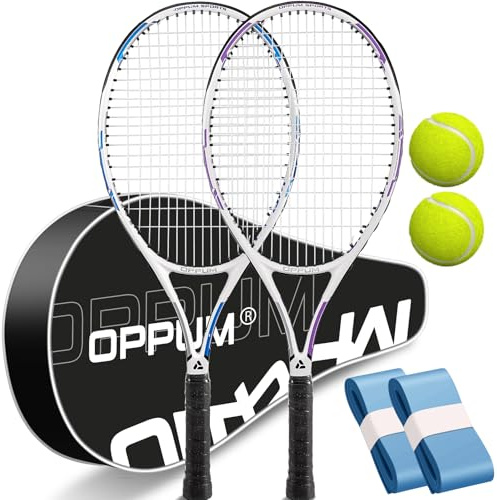 OPPUM Damen Tennisschläger 2er Set 27 Zoll vorbespannt für Anfänger