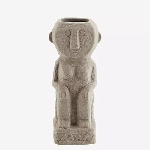 EMH Steingut Vase mit Aufdrucken Matt Grau von Madam Stoltz