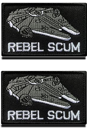 2 Stück Militärische taktische Patches für Film Rebel Scum Das Raumschiff UFO Stickerei Lustige Moral Emblem-Tags Patch für Indoor Collect oder Outdoor-Aktivität