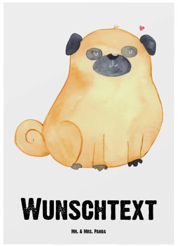 Mr. & Mrs. Panda Personalisierte Postkarte Mops - Personalisierte Geschenke, Geschenkkarte mit Wunschtext, Hund, Hundemama, Hundeliebe, Grußkarte mit