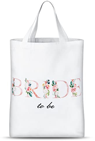 Weewooday Bride to Be Weiße Tragetasche Waschbare Faltbare Braut Tasche Baumwolle Bride to Be Geschenke Einkaufstasche für Mädchen Frauen Hochzeit Party Geschenke
