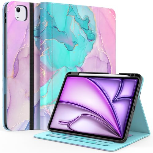 ZoneFoker Schutzhülle für iPad Air 11 Zoll M3/M2 (2025/2024), iPad Air 5. / 4. Generation 10,9 Zoll (2022/2020), iPad Pro 11 (4. / 3. / 2. / 1. Gen), Multi-Winkel-Ständer mit Stifthalter