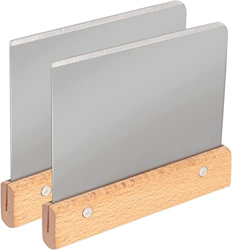 DONQL 2-in-1 Dough Scraper and Cutter, Stainless Steel with Wooden Handle, Pastry and Pizza Dough Baking Tool, Square