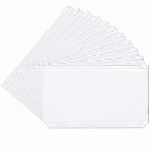 AKOLAFE 60 Stück A5 Klarsichthüllen 6 Loch Binder Taschen a5 mit Reißverschluss 6 Löcher Wasserdicht Dokumententasche A5 PVC Kunststoff Durchsichtig Zipper Ordner für Dateien, Dokumente, Karten