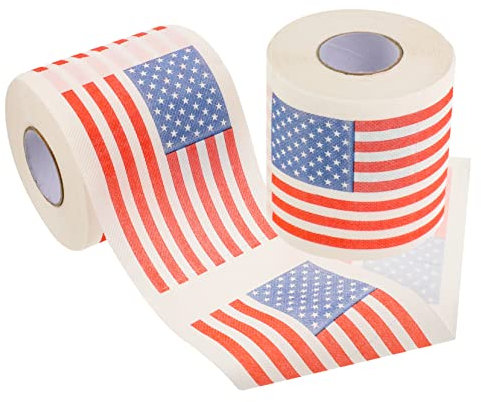 Toyvian 2rouleaux Papier Toilette Imprimé Drapeau Américain Couches Papier Souple pour Salle De Bain Et Camping