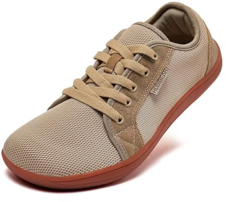 HOBIBEAR Unisex barfota minimalistiska skor herr dam flexibla lätta sneakers för utomhus inomhus lätta och andningsbara, Brunt, 44 EU bred
