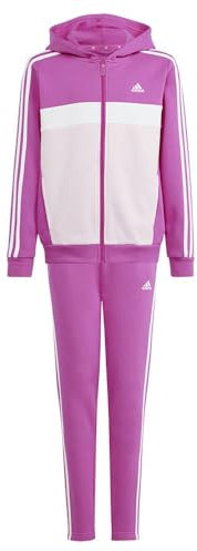 adidas Unisex - Bambini Tiberio 3-Stripes Colorblock Fleece Track Suit Kids, semi lucid fuchsia/white/clear pink, 13-14 Years