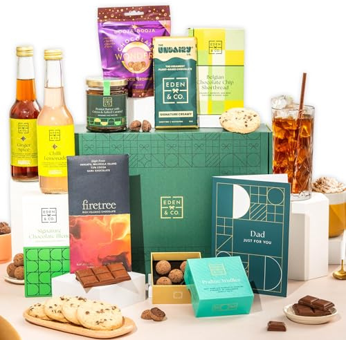Vegan Chocolate Gifts Hamper with Truffles & Hot Chocolate Set, Fathers Day Gift Hamper For Dad by EDEN & CO
