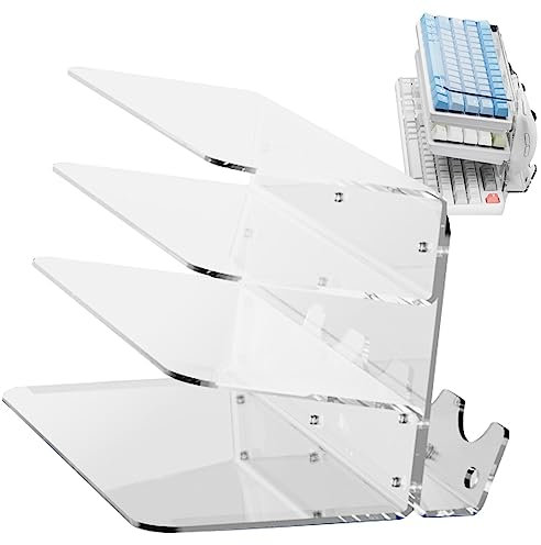 Jildouf Clear Acrylic Keyboard Stand - Keyboard Stand Shelf with 3 Layers Frame | Keyboard Storage Accessory Not Easy to Break for Study Room