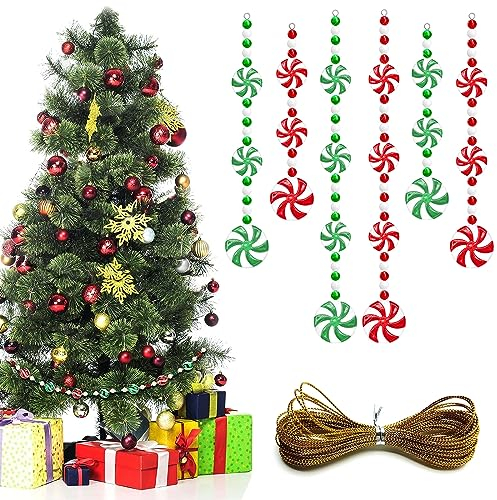 Bastones Caramelo Navidad,24 Piezas Bastones de Caramelo Adorno,Adorno de Navidad Rojo y Blanco,Adornos Arbol Navidad,para Fiesta de Decoración de Árbol de Navidad