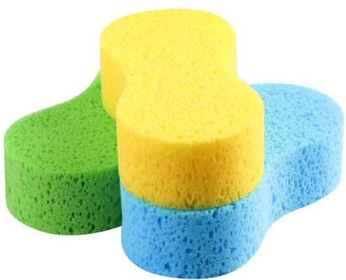 Temede Car Wash Sponge, Large All Purpose Sponges for Cleaning, 2.4in Thick Foam Scrubber Kit, Sponges for Dishes, Tile, Bike, Boat, Easy Grip Sponge for Kitchen, Bathroom, Household Cleaning, 3pcs