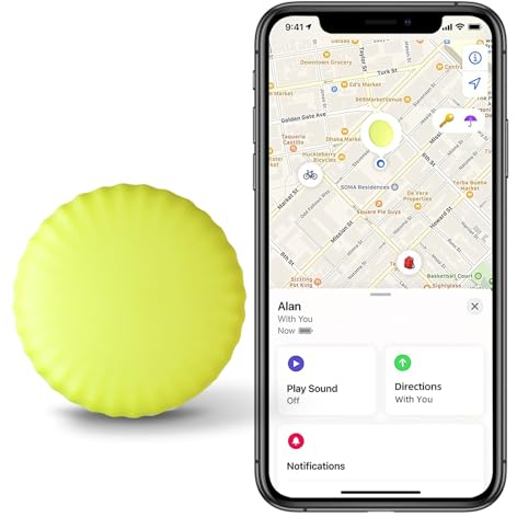 Key Finder Locator, StarTag Wallet Tracker, MangoTek Bluetooth Smart Tracker Tag Work with Apple Find My (iOS Only), Luggage Tracker with Holder Case & 1 Year Replaceable Battery