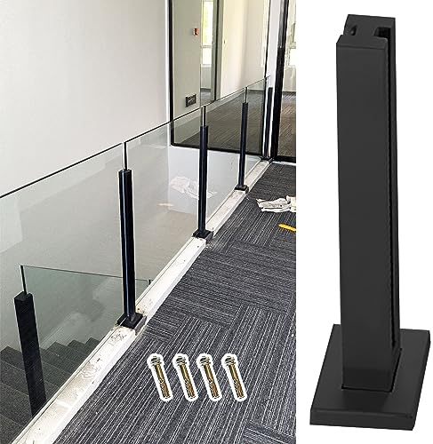Glas Geländerpfosten Edelstahlgeländer Glasplatten Pfosten, Geländerpfosten aus Sicherheitsglas für Den Innenbereich, Handlaufhalterung, Korridor Treppe Garten Glas Zaunpfosten ( Color : Black - Mid P
