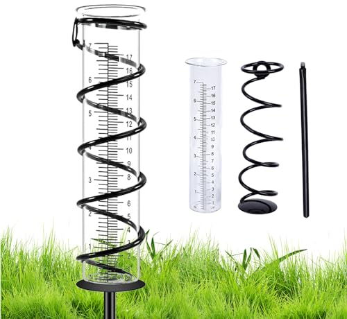 streeHerjjkeA1 Pluviómetro Exterior,Pluviómetro Profesional,Pluviómetro de Cristal con Escala Clara,Tubo de Reemplazo de Vidrio, con Soporte de Metal,para paisajes de jardín al Aire Libre