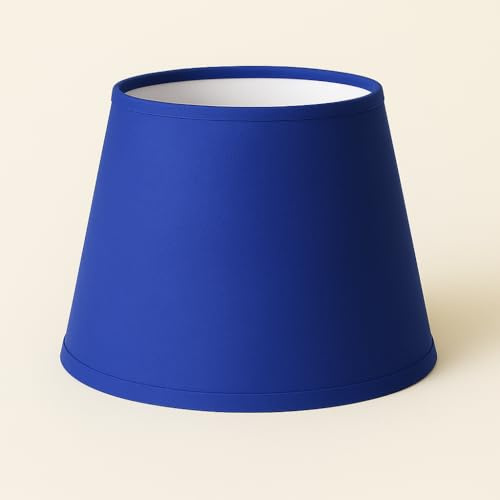 30 cm Cono Pantalla, Tela de Algodón, respaldo de PVC Blanco, Producto Hecho a Mano, para Lámpara de Mesa, Lámpara de Pie (Azul)