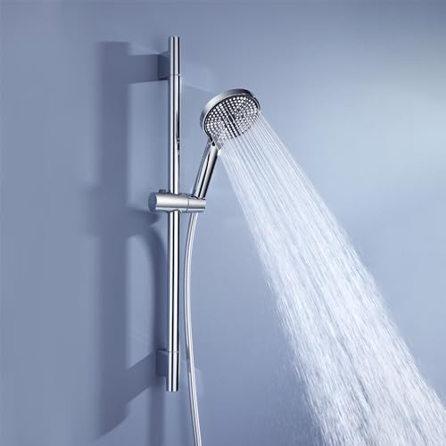 Decaura Duschbrause mit Schlauch und Halterung Duschset Brausestangeset 70cm Duschstange+3 Strahlarten Handbrause+PVC verdrehschutz 1.5M Brauseschlauch+verstellbar Duschkopfhalterung Chrom
