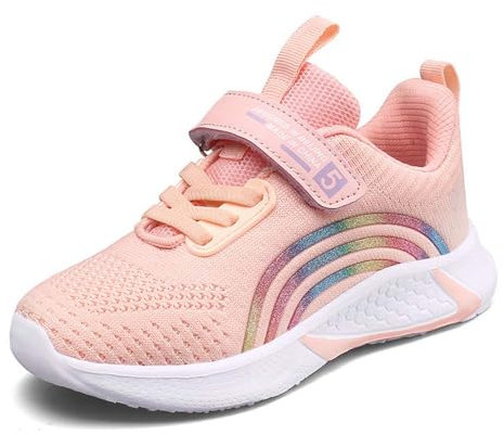 Scarpe Ginnastica Bambina Scarpa da Corsa Ragazzo Ragazza Casual Leggera Scarpe Sportive da Ginnastica Tennis Sneakers Arcobaleno Rosa 33