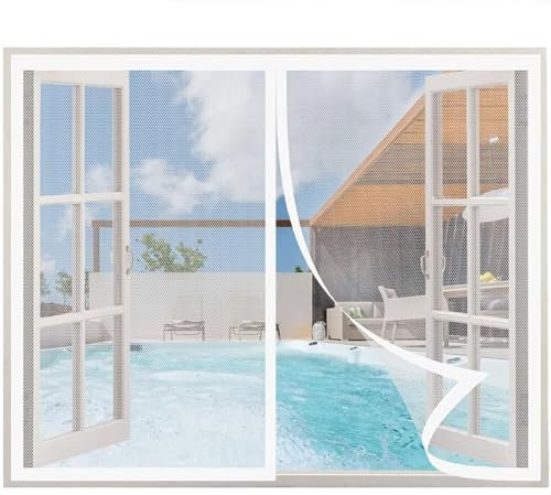 finestre con zanzariera magnetica, 85x115cm Rete Fine finestre veranda finestre a soffietto da interno Resistente Traspirante Tenda Rete Anti Zanzare Insetti terrazze exterior tenda Bianco