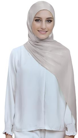 Lina & Lily Damen Hijab Kopftuch Schal mit Glanz-Schimmer Für Muslimische Frauen (Hell-Nerz)