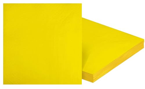 20 Stück Servietten Gelb, 2-lagig Table Papierservietten Deko,Gefaltet, 33x33cm Servietten aus Watte Einweg-Papier für Hochzeit,Cocktailservietten Kommunion, Braut, Geburtstag, Party, Abendessen